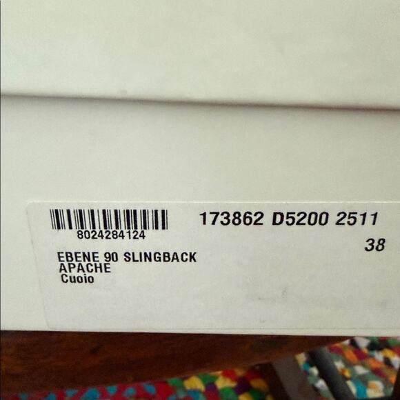 Vintage 90s YSL Cognac Leather Ebene 90 Apache Whipstitch Slingback Heels - Picture 7 of 9